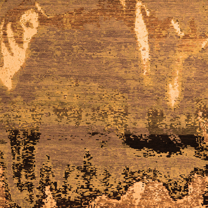 Square Machine Washable Abstract Orange Modern Area Rugs, wshabs5380org