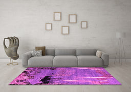 Machine Washable Abstract Pink Modern Rug in a Living Room, wshabs5380pnk