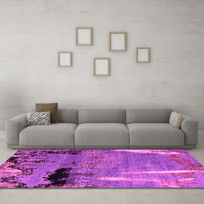 Machine Washable Abstract Pink Modern Rug in a Living Room, wshabs5380pnk