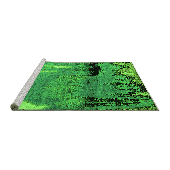 Sideview of Machine Washable Abstract Green Modern Area Rugs, wshabs5380grn