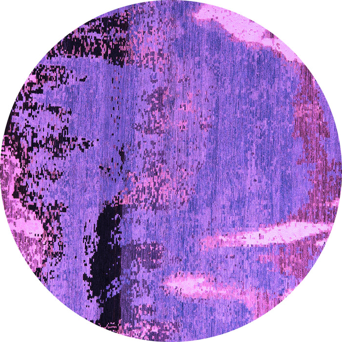 Round Machine Washable Abstract Purple Modern Area Rugs, wshabs5380pur