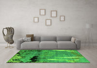 Machine Washable Abstract Green Modern Rug, wshabs5380grn