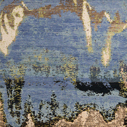 Square Machine Washable Abstract Gunmetal Gray Rug, wshabs5380