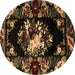 Round Medallion Brown French Rug, abs5381brn