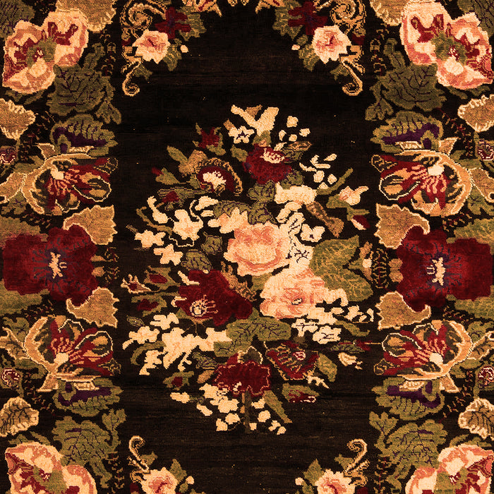 Machine Washable Medallion Orange French Area Rugs, wshabs5381org