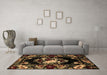 Machine Washable Medallion Brown French Rug in a Living Room,, wshabs5381brn