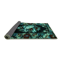 Sideview of Medallion Turquoise French Rug, abs5381turq