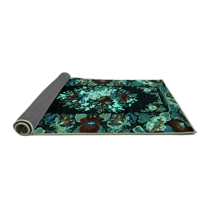 Sideview of Medallion Turquoise French Rug, abs5381turq