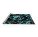 Sideview of Machine Washable Medallion Light Blue French Rug, wshabs5381lblu