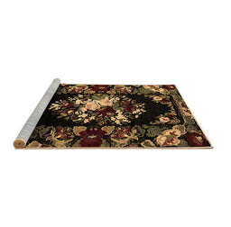 Sideview of Machine Washable Medallion Brown French Rug, wshabs5381brn