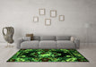 Machine Washable Medallion Green French Area Rugs in a Living Room,, wshabs5381grn