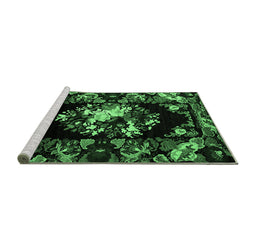 Sideview of Machine Washable Medallion Emerald Green French Area Rugs, wshabs5381emgrn