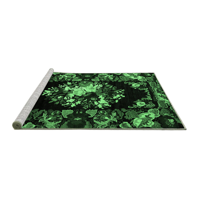Sideview of Machine Washable Medallion Emerald Green French Area Rugs, wshabs5381emgrn