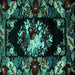 Square Medallion Turquoise French Rug, abs5381turq