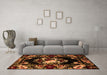 Machine Washable Medallion Orange French Area Rugs in a Living Room, wshabs5381org