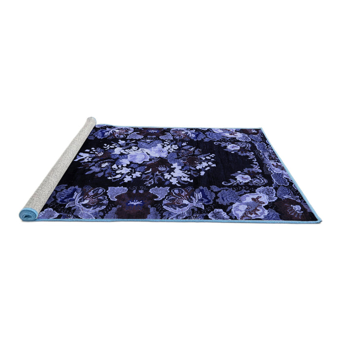 Sideview of Machine Washable Medallion Blue French Rug, wshabs5381blu