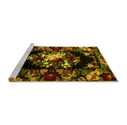 Sideview of Machine Washable Medallion Yellow French Rug, wshabs5381yw