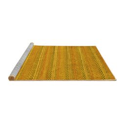 Sideview of Machine Washable Southwestern Yellow Country Rug, wshabs5382yw