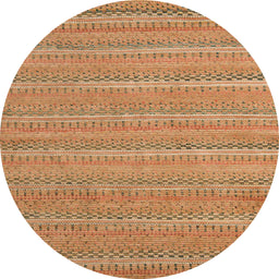 Round Machine Washable Abstract Orange Rug, wshabs5382