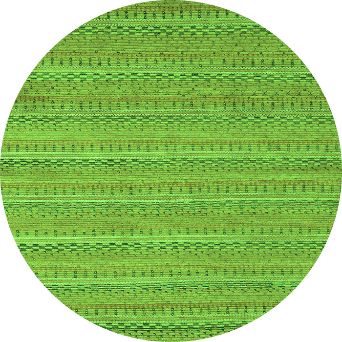 Round Machine Washable Southwestern Green Country Area Rugs, wshabs5382grn