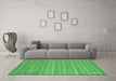 Machine Washable Southwestern Emerald Green Country Area Rugs in a Living Room,, wshabs5382emgrn