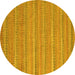 Round Machine Washable Southwestern Yellow Country Rug, wshabs5382yw