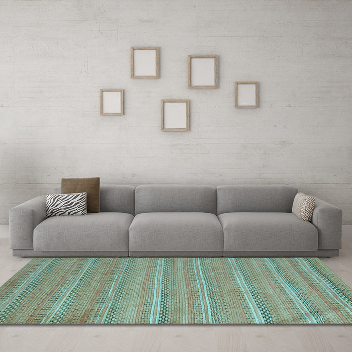 Machine Washable Southwestern Light Blue Country Rug in a Living Room, wshabs5382lblu
