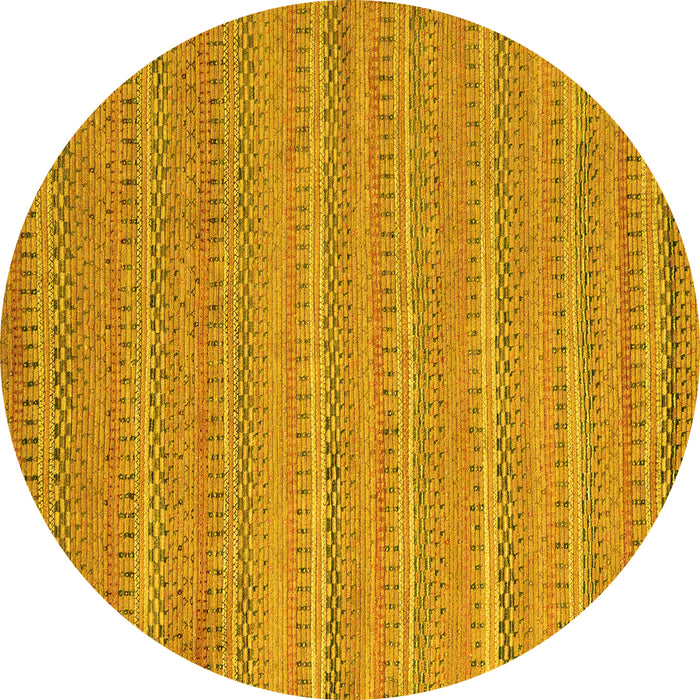 Round Southwestern Yellow Country Rug, abs5382yw
