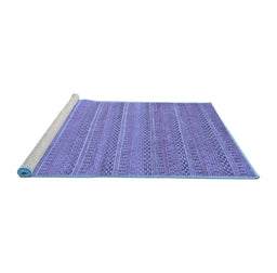 Sideview of Machine Washable Southwestern Blue Country Rug, wshabs5382blu