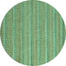 Round Southwestern Turquoise Country Rug, abs5382turq