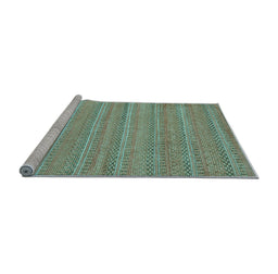 Sideview of Machine Washable Southwestern Light Blue Country Rug, wshabs5382lblu