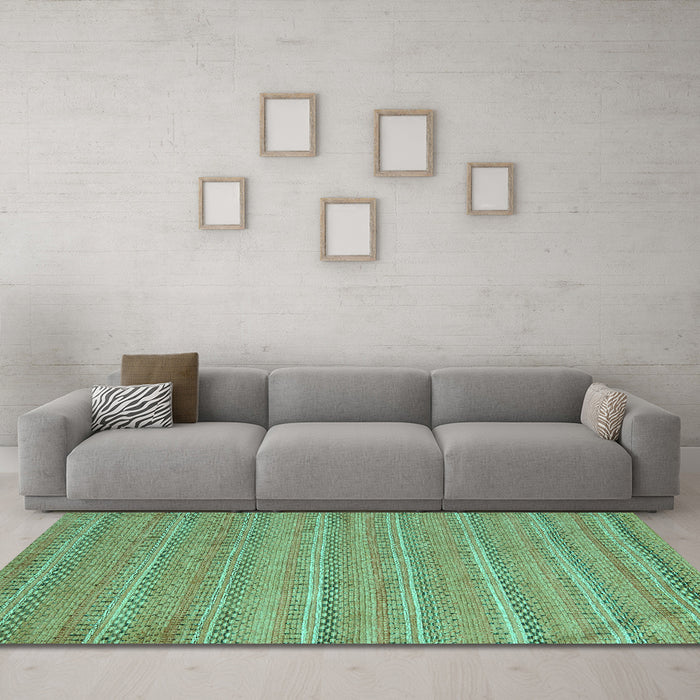 Machine Washable Southwestern Turquoise Country Area Rugs in a Living Room,, wshabs5382turq