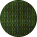 Round Machine Washable Abstract Green Modern Area Rugs, wshabs5383grn