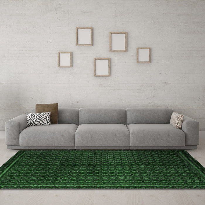 Machine Washable Abstract Emerald Green Modern Area Rugs in a Living Room,, wshabs5383emgrn
