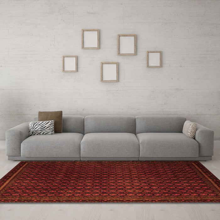 Machine Washable Abstract Orange Modern Area Rugs in a Living Room, wshabs5383org