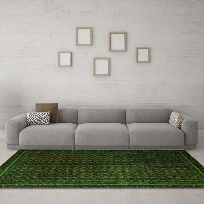 Machine Washable Abstract Green Modern Area Rugs in a Living Room,, wshabs5383grn
