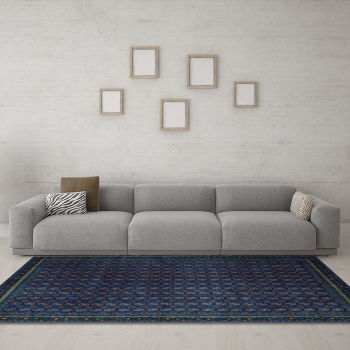Machine Washable Abstract Light Blue Modern Rug in a Living Room, wshabs5383lblu