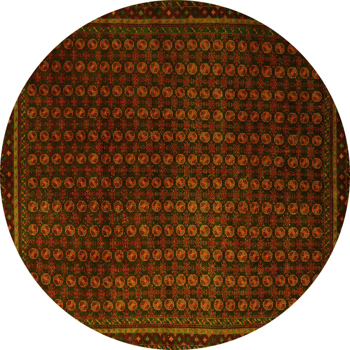 Round Machine Washable Abstract Yellow Modern Rug, wshabs5383yw