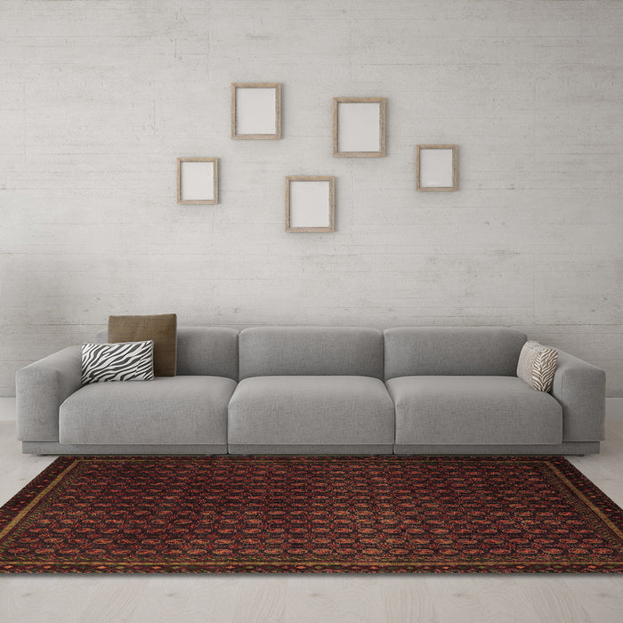 Machine Washable Abstract Brown Modern Rug in a Living Room,, wshabs5383brn