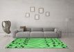 Machine Washable Abstract Emerald Green Modern Area Rugs in a Living Room,, wshabs5384emgrn