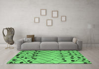 Machine Washable Abstract Emerald Green Modern Rug, wshabs5384emgrn