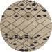 Round Abstract Brown Modern Rug, abs5384