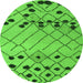 Round Abstract Green Modern Rug, abs5384grn