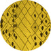 Round Machine Washable Abstract Yellow Modern Rug, wshabs5384yw