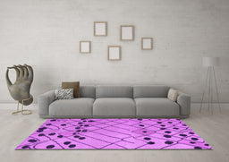 Machine Washable Abstract Purple Modern Area Rugs in a Living Room, wshabs5384pur