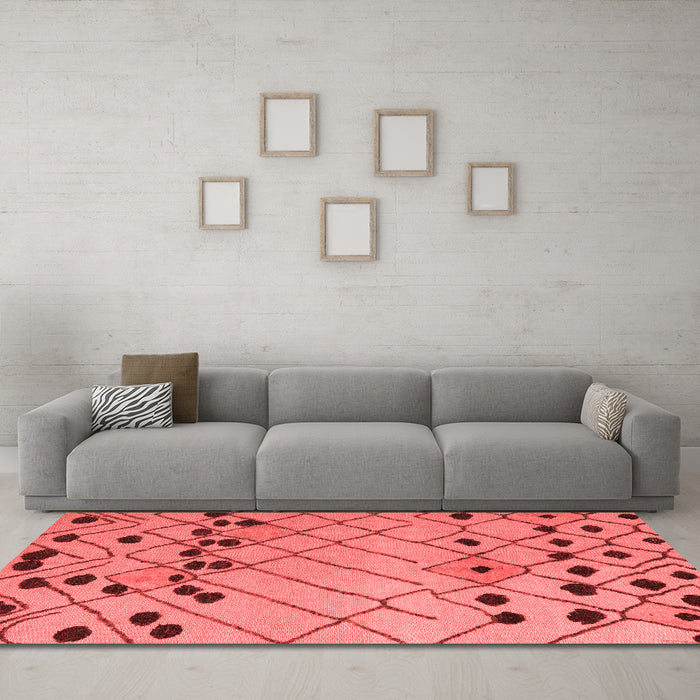 Modern Red Washable Rugs