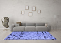 Machine Washable Abstract Blue Modern Rug, wshabs5384blu