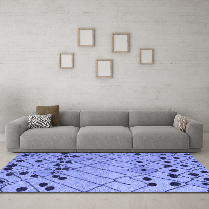 Machine Washable Abstract Blue Modern Rug in a Living Room, wshabs5384blu
