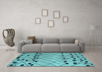 Machine Washable Abstract Light Blue Modern Rug, wshabs5384lblu