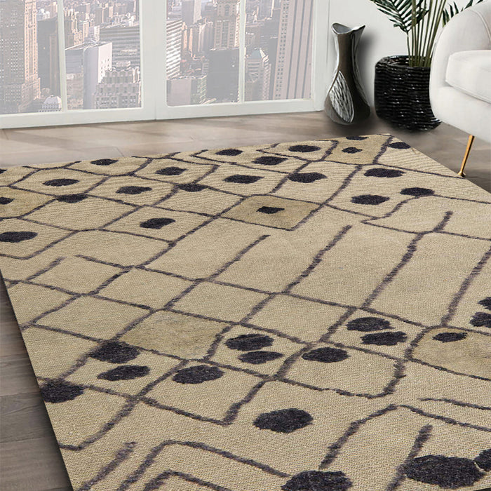 Machine Washable Abstract Brown Sugar Brown Rug in a Family Room, wshabs5384